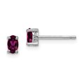 thumbnail image 1 of Sterling Silver Rhodium-plated 5x3mm Oval Rhodolite Garnet Post Earrings, 1 of 1