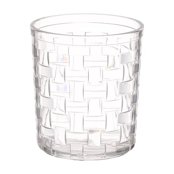 JVBTVB Multipurpose Plastic Drinking Cup with Rattan Accent, 300ml Thickened Bar Glass for Whiskey, Juice, Toothbrushing, Wide Mouth Easy to Clean, 3.54in Tall