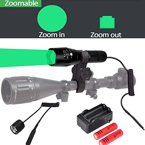 300 Yard Hunting Torch Zoomable Green Flashlight Predator Varmint Hog Light Lamp