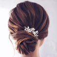 thumbnail image 4 of Bride Wedding Hair Pins Silver Crystal Bridal Hair Accessories Pearl Flower Hair Pieces for Women and Girls(Pack of 2) (Silver), 4 of 4