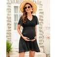 thumbnail image 4 of KOJOOIN Women's Maternity Dress 2024 Short Sleeve Summer Dress V Neck for Baby Shower Photography Midi Dress, 4 of 9