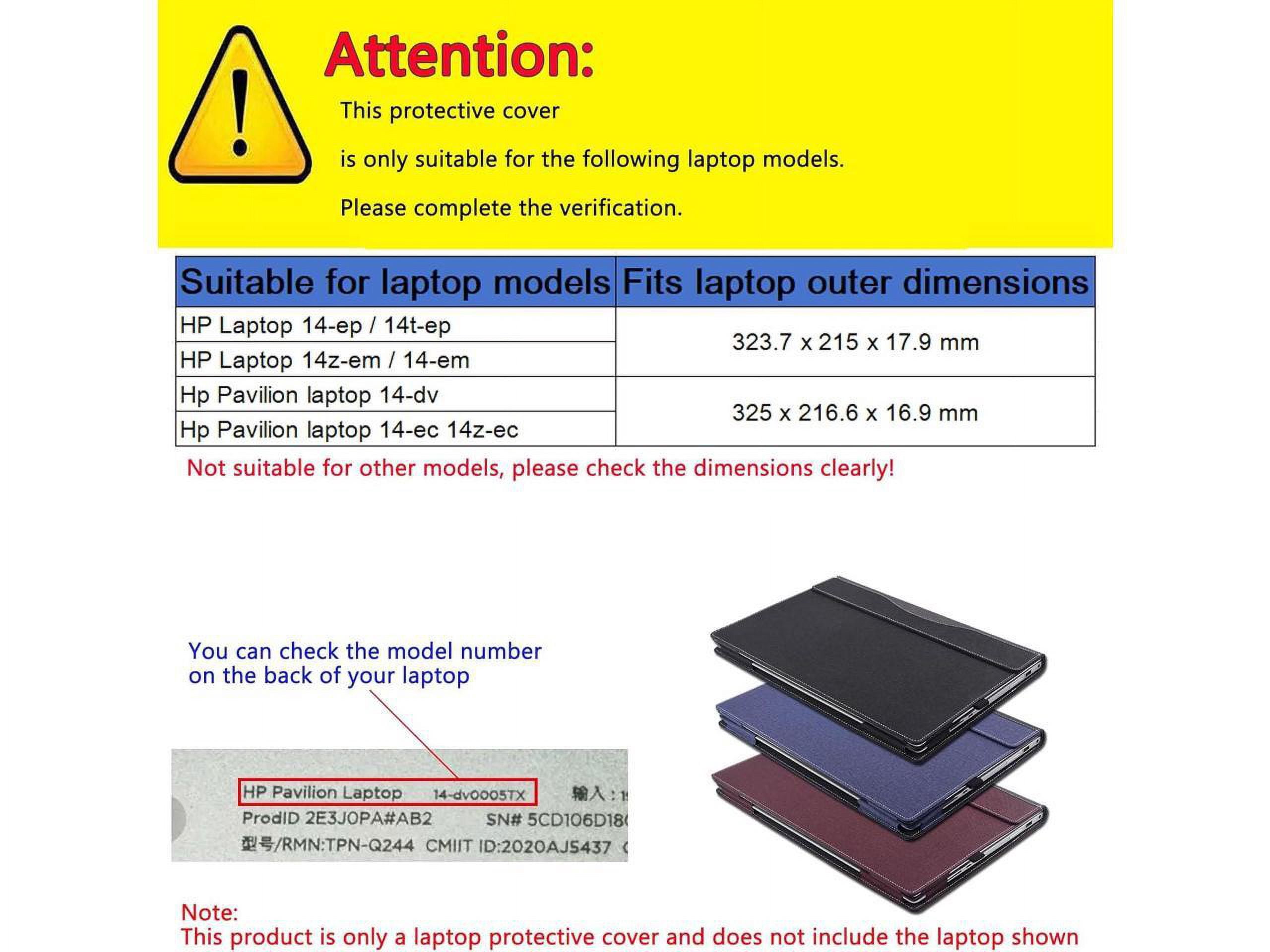 Case Cover for 14 inch HP Laptop 14-ep 14t-ep 14z-em 14-em & Hp Pavilion Laptop 14-dv 14-ec 14z-ec, PU Leather Notebook PC Sleeve Protective Bag Accessory