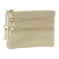 thumbnail image 3 of Unique Bargains 1 Pc Coin Purse Wallet Portable Three Zipper Pocket With Pattern Buckle Coin Purse Pouch Champagne Color, 3 of 5