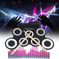 OEFNTAC Toys Electronic Drum Set Roll Up Portable Practice Pad Kit with 7 Silicone Pads 5 Drum Kits Foot Pedals Sticks USB Power for Kids Beginners Toddler Toys