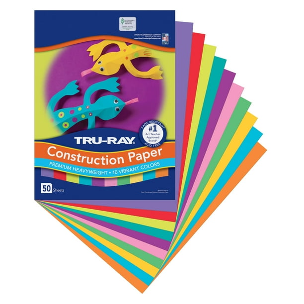 Papel construcción Tru-Ray de 10 colores, 23 x 30 cm, 50 hojas