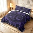 thumbnail image 3 of Homewish Retro Tree Of Life Twin Quilt Set,Bohemian Damask Twin Coverlet Set,Black Purple,Black Reversible,2 Pieces, 3 of 7