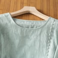 thumbnail image 5 of Zysthvn Women Shirts Casual Plus Size 3/4 Sleeve Embroidered Cotton Blend Women Tshirt Solid Crew Neck Breathable, 5 of 9
