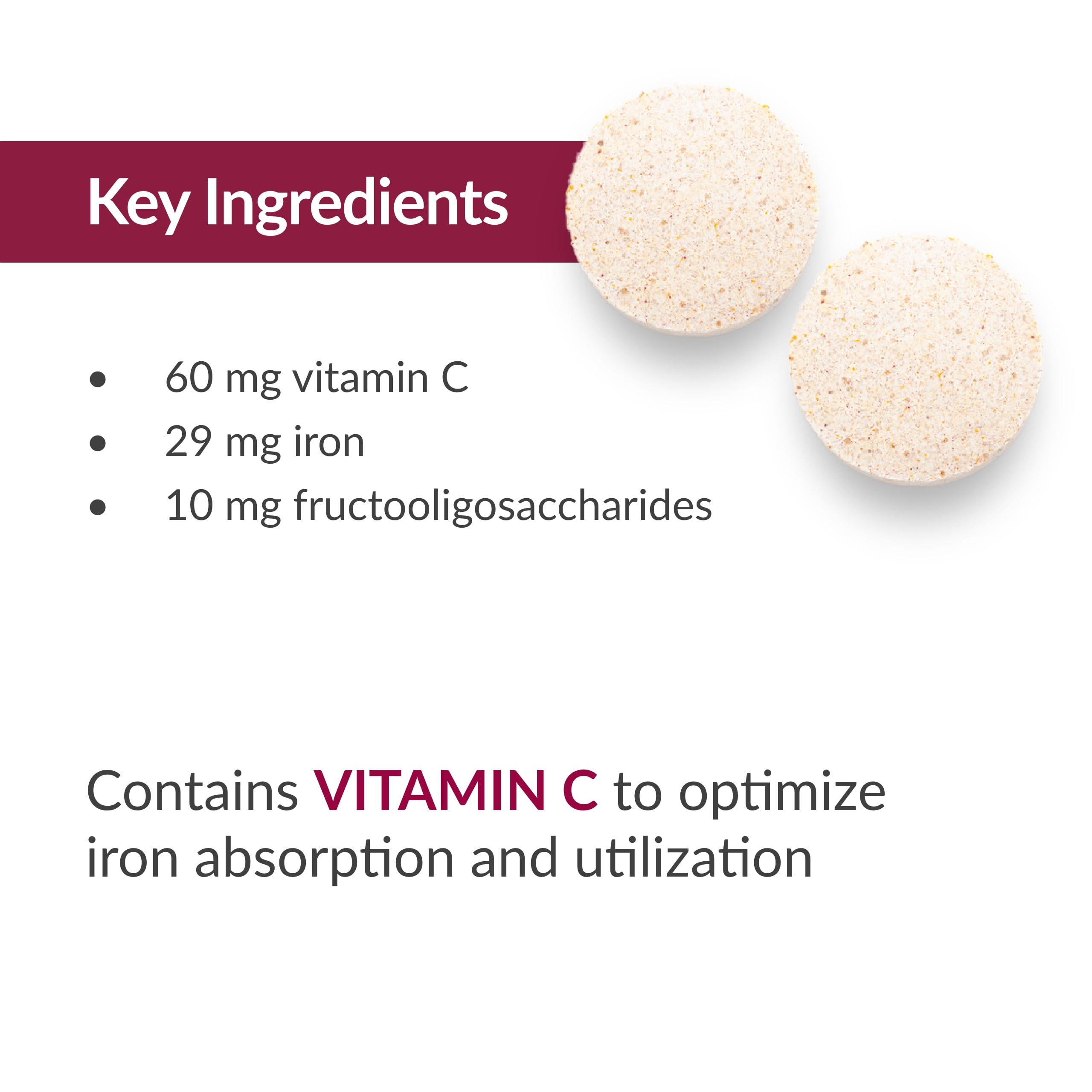 Bariatric Advantage Chewable Iron (29mg) with Vitamin C - Passion Fruit