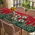thumbnail image 3 of Red Christmas Table Cloths for 8 Foot Rectangle Tables, Snowflake Xmas Christmas Tree Patio Waterproof Elastic Fitted Tablecloths, Washable Rectangular Table Cover for Camping, 3 of 8