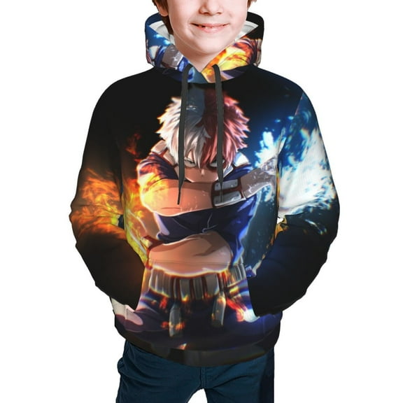My Hero Academia Shoto Todoroki Kids' Hoodie 3d Print Sweatshirt Soft Pullover Hooded With Big Pockets For Boys Or Girls Small