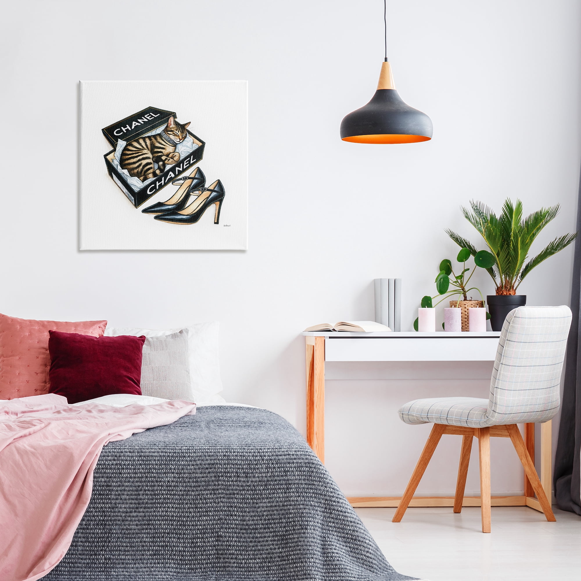 Stupell Industries Sleeping Cat in Shoe Box Animals Painting Wrapped Canvas Art Print Wall Art, 30 x 30