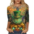 thumbnail image 3 of TaTaai St. Patrick's Day Women's Casual Print Round Neck 3/4 Sleeve T-Shirt Loose Top Gift, 3 of 5