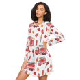 thumbnail image 3 of FORMRS Womens Long Sleeve Nightgowns Crew Neck Sleep Shirt Soft Pajamas Sizes S-3XL, White Cartoon Fire Truck Pattern, 3 of 8
