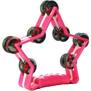 Directly Cheap Ergonomic-Grip Star-Shape Tambourine, 28 Jingles, Pink
