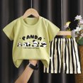thumbnail image 2 of KPOPLK Baby Boy Summer Set Short Sleeve Shirt Top Shorts 2Pcs Pattern Casual Clothing Outfits for 6Months-6Years(6-12 Months,Light Green), 2 of 4
