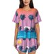 thumbnail image 1 of Fotbe Beach with Palm Trees Conjunto de Pijama Estampado para Mujer, 2 Piezas, Ropa de Dormir con Camiseta de Manga Corta y Shorts Suaves-Small, 1 of 6