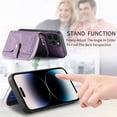 thumbnail image 4 of ShellTech Phone Case for iPhone 14 Pro Max Zipper Wallet Cover with Credit Card Holder Slot Shoulder Crossbody Strap Cell Women Girls Men,Purple, 4 of 10