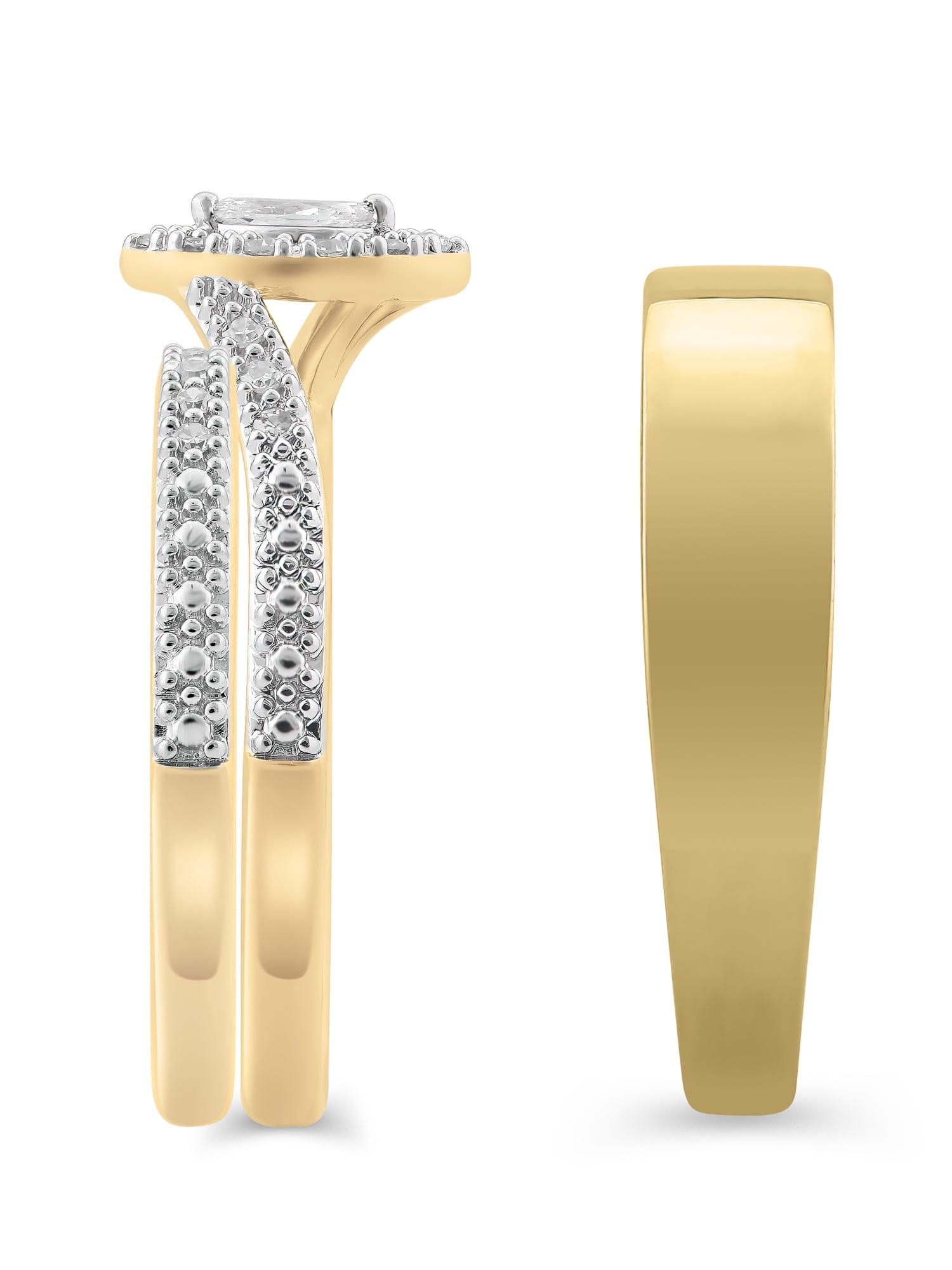 Brilliance Fine Jewelry 1/4 Carat Lab Grown Diamond Women & Mens Trio Set Ring 14K Gold Plated Silver