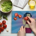 thumbnail image 3 of Fitness Cutting Board, Pop Art Woman Doing Exercises with Dumbbells Healthcare Vitality Retro Style, Decorative Tempered Glass Cutting and Serving Board, Large Size, Multicolor, by Ambesonne, 3 of 5