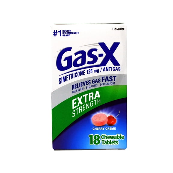 Gas-X Extra Strength Simethicone 125 mg Antigas Chewable Tablets Cherry Creme 48 Count