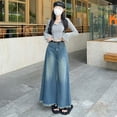 thumbnail image 3 of Vaqueros Retro de pierna ancha de ocho puntos para mujer, pantalones de verano de cintura alta, holgados, rectos, informales, pequeños, de nueve puntos, banana, abuela, 3 of 5