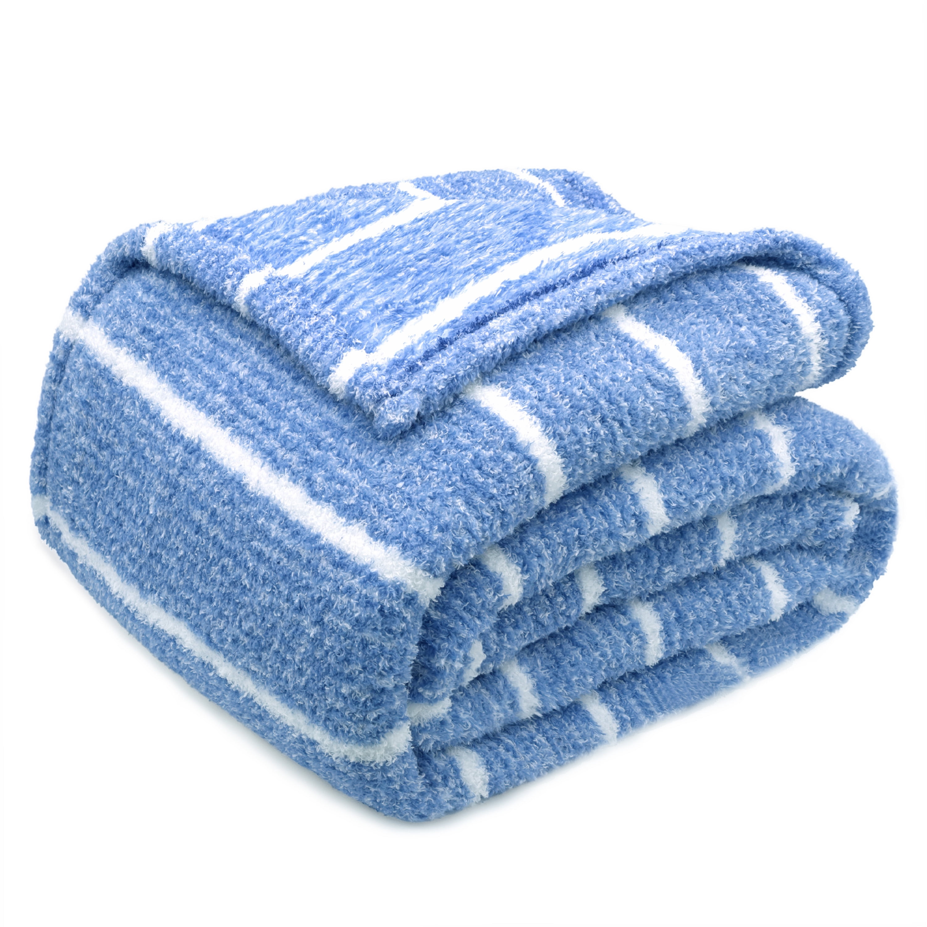 Regal Living Ultra Soft Cozy Knit Throw Blanket, Persian Blue Stripe, 90" x 90"