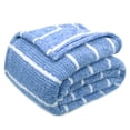 thumbnail image 2 of Regal Living Ultra Soft Cozy Knit Throw Blanket, Persian Blue Stripe, 90" x 90", 2 of 10