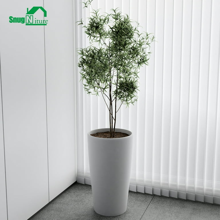 SnugNiture Set of 2 Round 22-Inch Tall Planters, White – Large