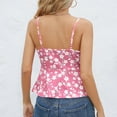 thumbnail image 5 of HIMIWAY 2023 Summer Sale Women's Fashion Sexy Floral Print V Neck Camisole Bow Casual Tops Adjustable Straps Pink XXL, 5 of 5
