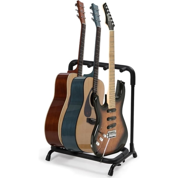 REDCAMP 3 Multi Guitar Stand Rack with Folding Design, Guitar Display Rack with Thick Rubber Padding for Acoustic Electric Guitar, Bass