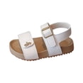 thumbnail image 6 of Girls Flat Sandals Casual Platform Nonslip Walking Shoes Fashion Metal Decor Slingback Sumemr Dress Shoes Beige 6.5 Toddler, 6 of 7