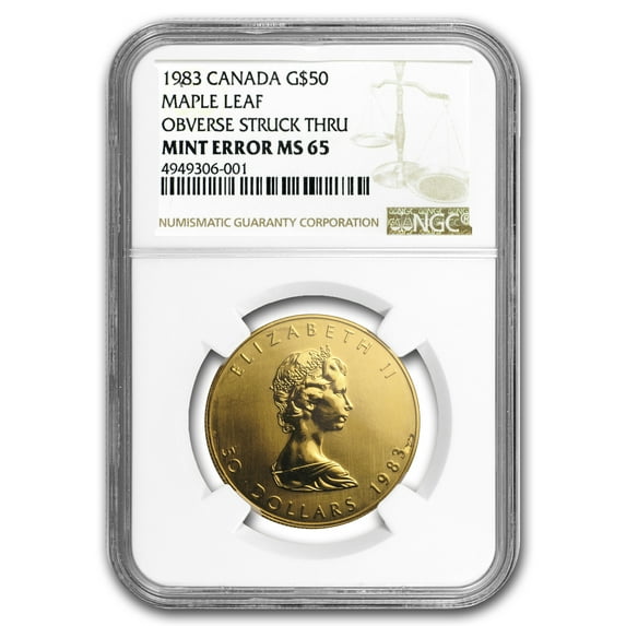 1983 Canada 1 oz Gold Maple Leaf MS-65 NGC (Mint Error)