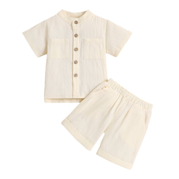 Fsqjgq Baby Boy Clothes 12M Boys' Fashion Outfits Toddler Boys Girls Short Sleeve Summer Casual Gentleman Tops Hawaii Beach Holiday Solid Shirts T Shirt Shorts Outfits Clothes Set Toddler Boy Sets