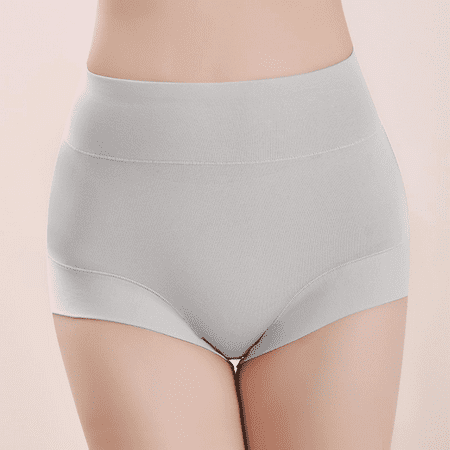 Fulorrnie Underwear for Women Plus Size High Waist Tummy Control Seamless Panty Briefs Banded Stretchable Panties Grey XXL