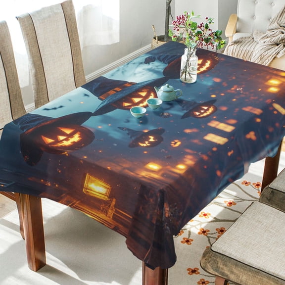 BZSMCE Square Tablecloth Sorcerer Pumpkins Pattern Tableclothes