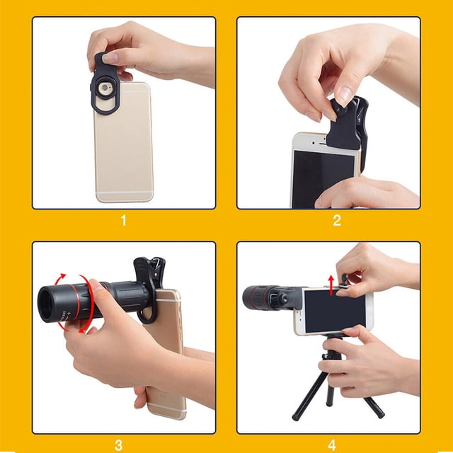 Ruiboury Mini 18x Phone Photography Telescope Adjustable External Telephoto Lens Monocular Smartphone Observing Device Outdoor