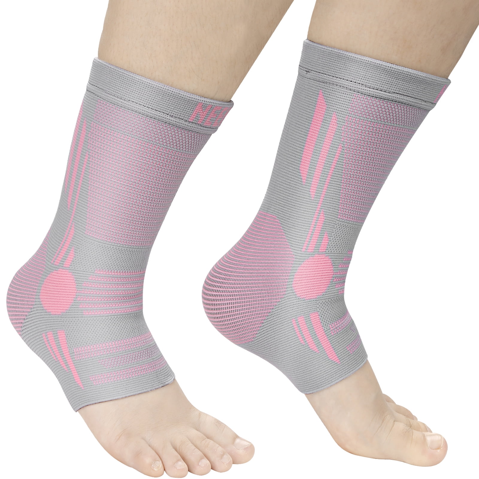 NEENCA Ankle Brace Compression Sleeve, Heel Brace, Yoga Non-slip Socks  (Pair) Pink M