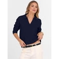 thumbnail image 6 of Women'S V Neck Long Sleeve Sweaters Dressy Casual Business Basic Knit Pullover Top Navy Blue L, 6 of 9