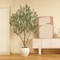 thumbnail image 6 of 8ft Artificial Olive Tree with 18 inch White Planter, Tall Fake Olive Trees for Indoor, Faux Olive Silk Tree, Large Olive Plants for Home Decor and Housewarming Gift, 6 of 8