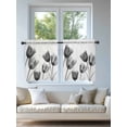 thumbnail image 4 of Black Grey Tulip Tier Curtains 36 Inch Length,Sheer Curtains for Bedroom Living Room Window Flower Floral Modern Minimalist White Small Half Window Kitchen Curtains & Drapes 27.5"x36" 2 Panels, 4 of 6