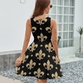 thumbnail image 6 of Gold & Black Fleur De Lis Sleeveless Dress Women Summer Evening Dresses Ladies Sundress, 6 of 7