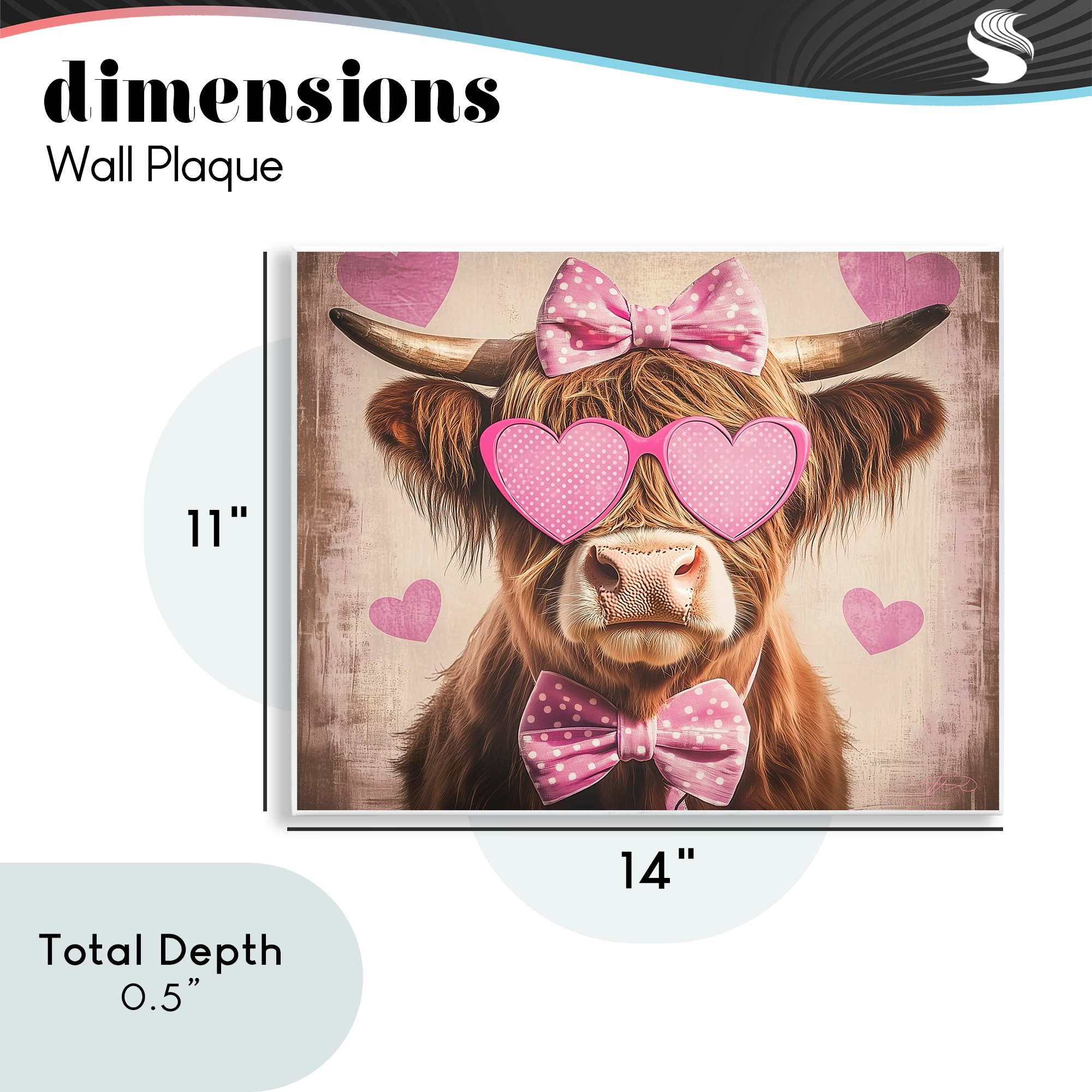 Cute Cattle Pink Hearts Wall Plaque Art, design by Shawna Stewart