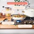 thumbnail image 2 of Beautiful 18-Piece Ceramic Nonstick Cookware Set, Pots & Pans with Strainer Lids & Kitchen Utensils, White Icing by Drew Barrymore, 2 of 22