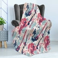 thumbnail image 4 of Navy and Blush Soft Flannel Fleece Throw Blanket, Abstract Pastel Color Splashes Dirty Look Liquid Splat Drops Print, Cozy Plush for Indoor and Outdoor Use, 70" x 90", Multicolor, by Ambesonne, 4 of 5