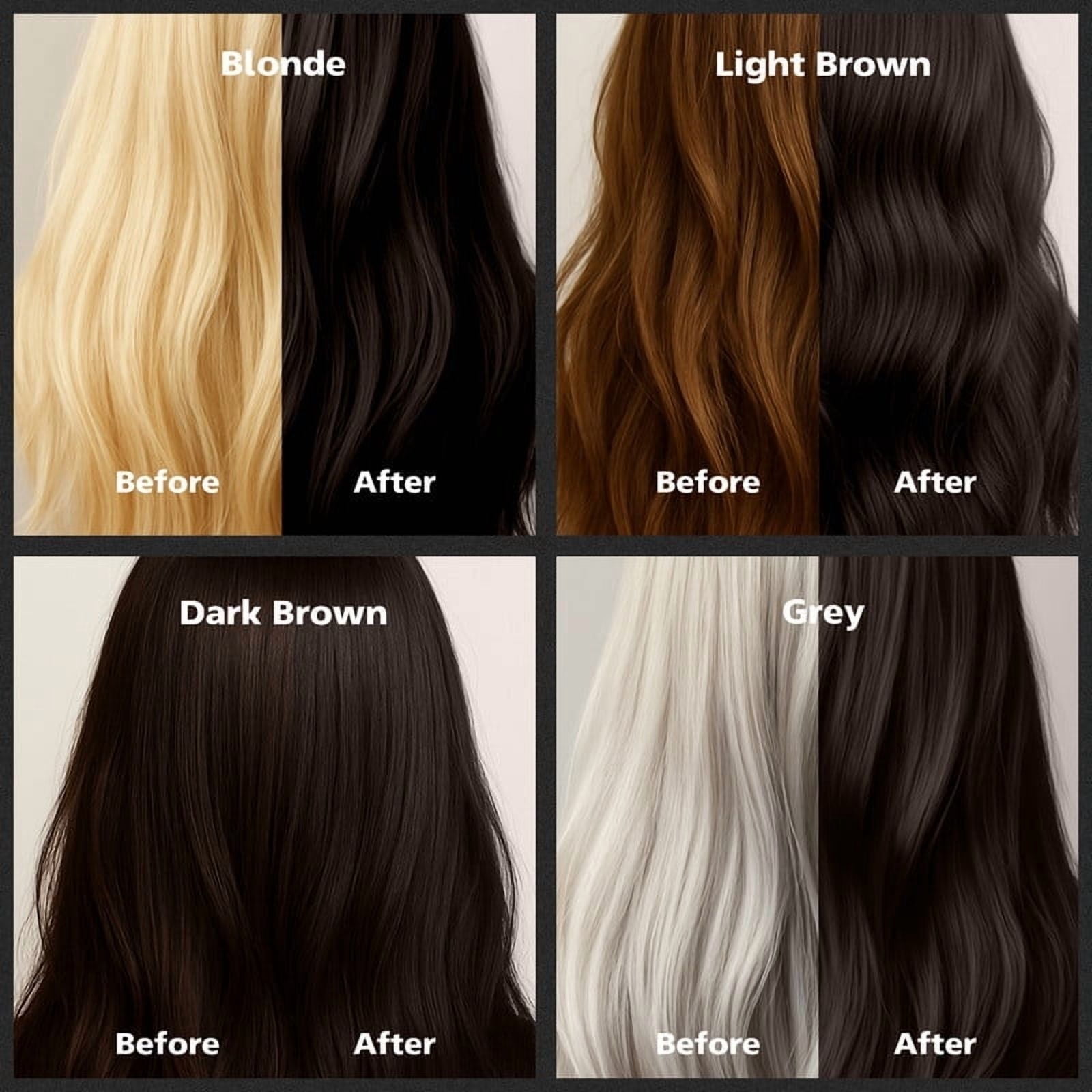 (5 pack) Herbishh Ultimate 3pcs Hair Color Shampoo Dye +1 Argan Hair Mask, Smooth and Long Lasting for Grey Hair Men & Women Easy & Quick to Use-Combo4 (Dark Brown)