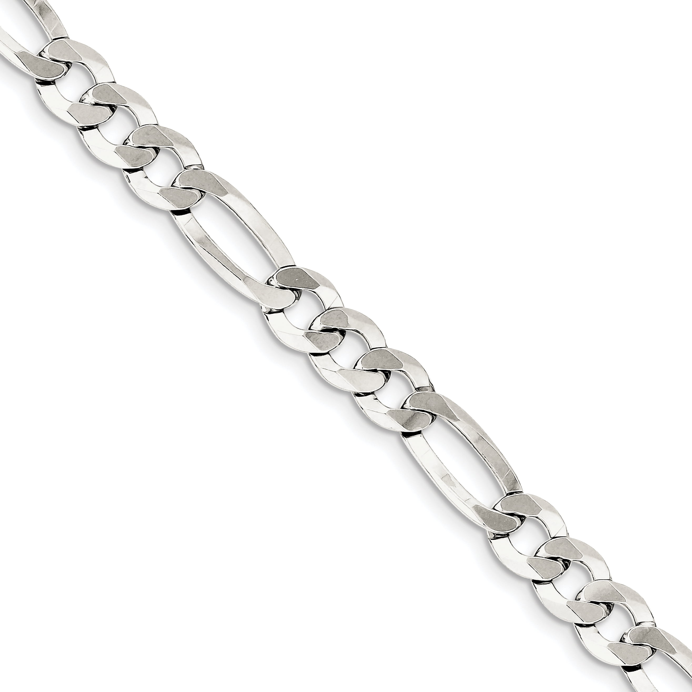 925 Sterling Silver 8.5mm Polished Flat Figaro Link Chain Necklace 7-24 925 Sterling Silver 8.5mm Polished Flat Figaro Link Chain Necklace 7-24