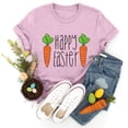 thumbnail image 4 of Prolriy Chemises de Pâques pour Femmes Joyeuses Pâques T-Shirt à Manches Courtes Col Rond Imprimé Lettre Carotte Haut Tenue de Pâques pour Femmes, Hauts pour Femmes Rose TTTG, 4 of 5
