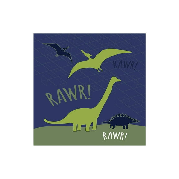 Rawr! Dinosaurs Blue Geometric 12 x 12 Wood Wall Sign Plaque
