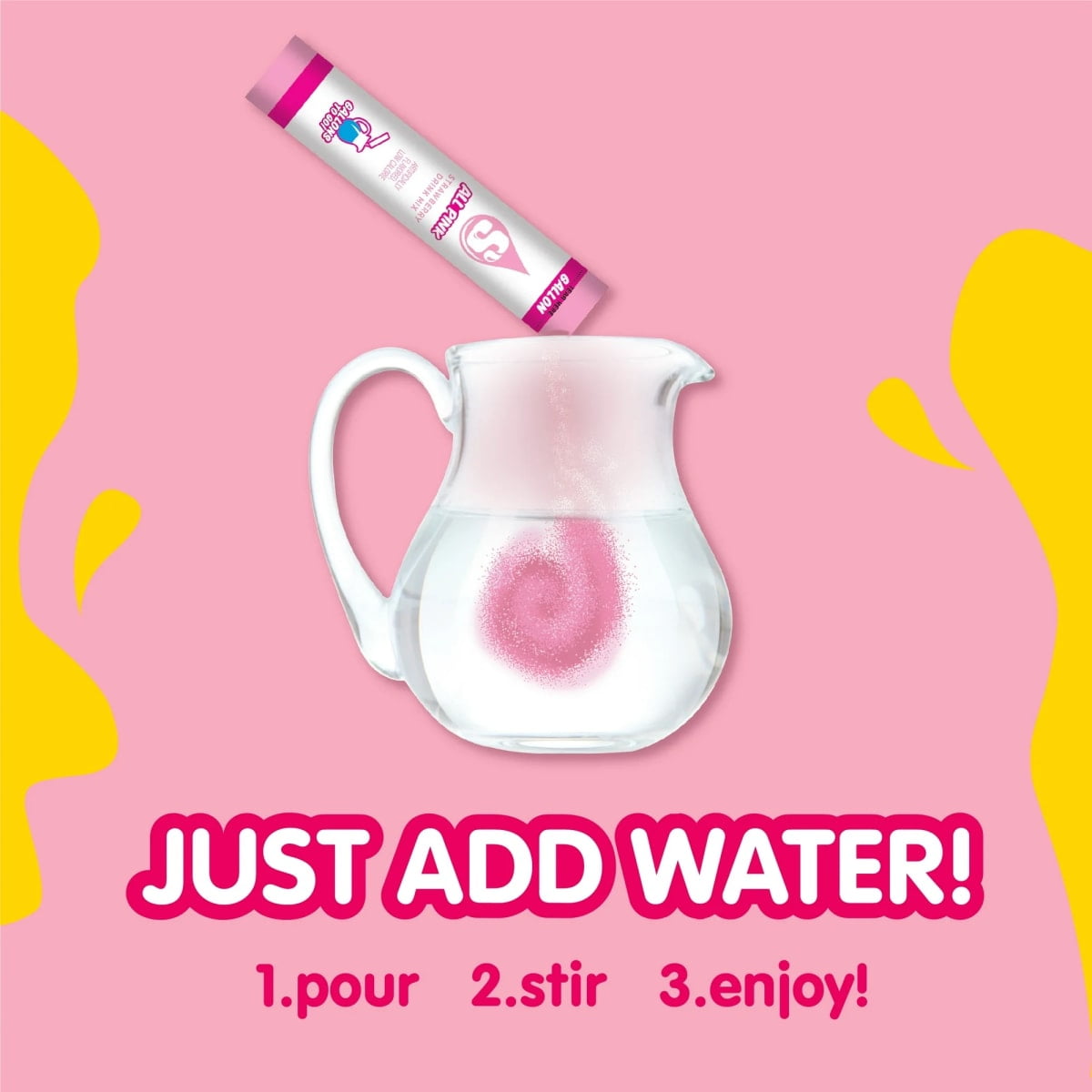 Starburst Zero Sugar Gallons-to-Go Powdered Drink Mix, All Pink Strawberry, 8 Count Gallon Pitcher Packets
