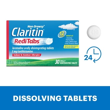 Claritin RediTabs 12 Hour Non-Drowsy Allergy Medicine, Loratadine Antihistamine Tablets, 30 Ct